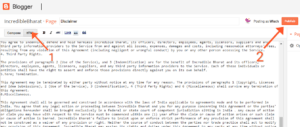 publish kare blogger me disclaimer page ko 
