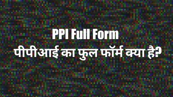 PPI Full Form - पीपीआई का फुल फॉर्म क्या है?