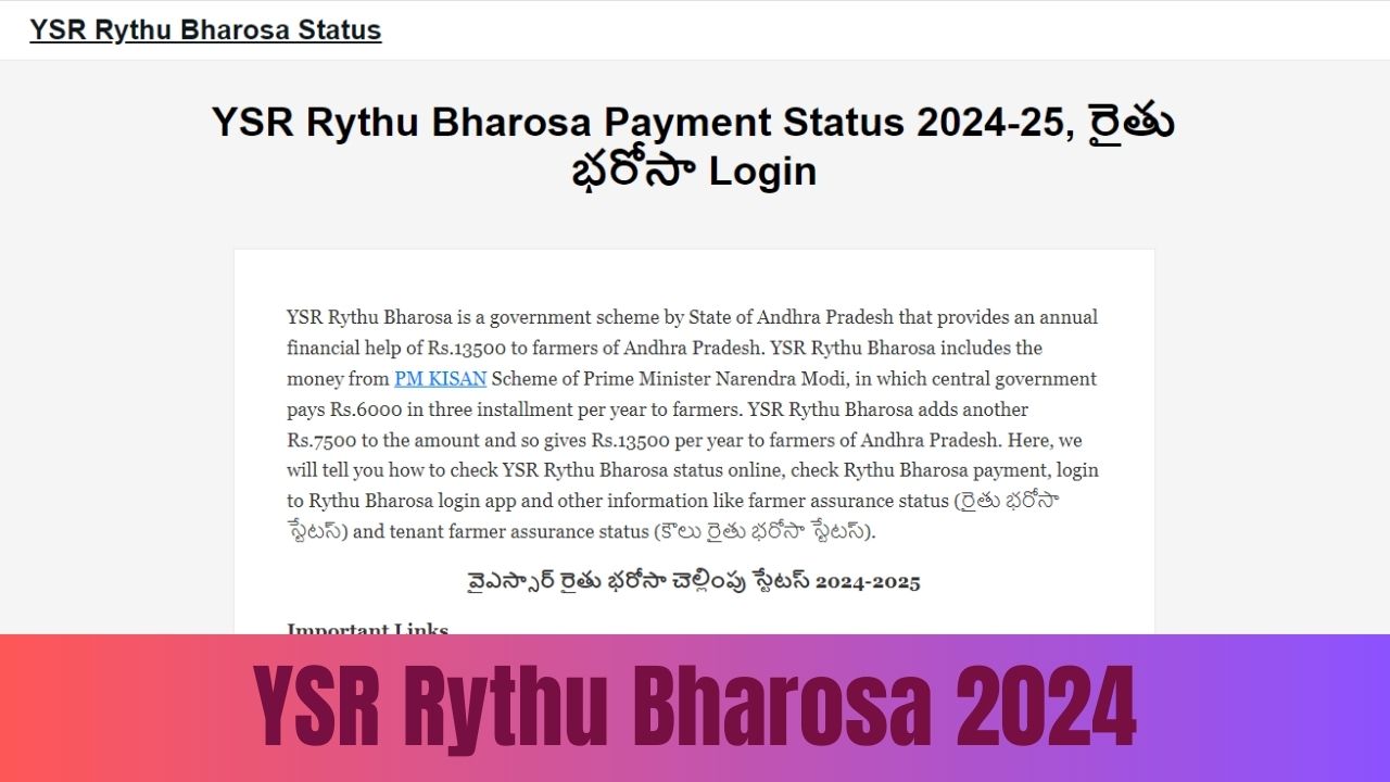 YSR Rythu Bharosa 2024